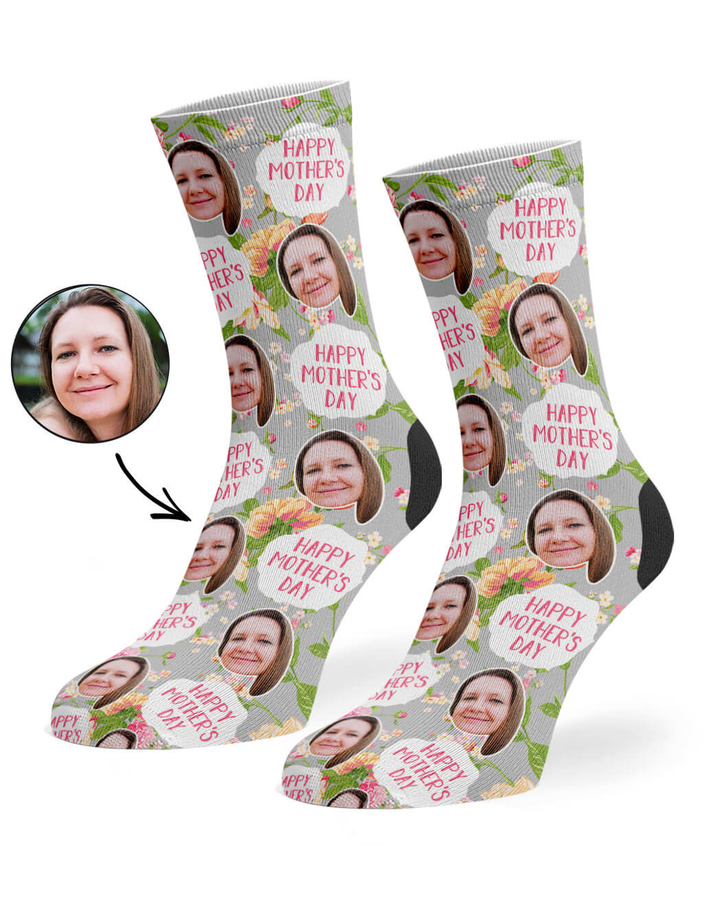 Mother's Day Flower Socks With Her Photo