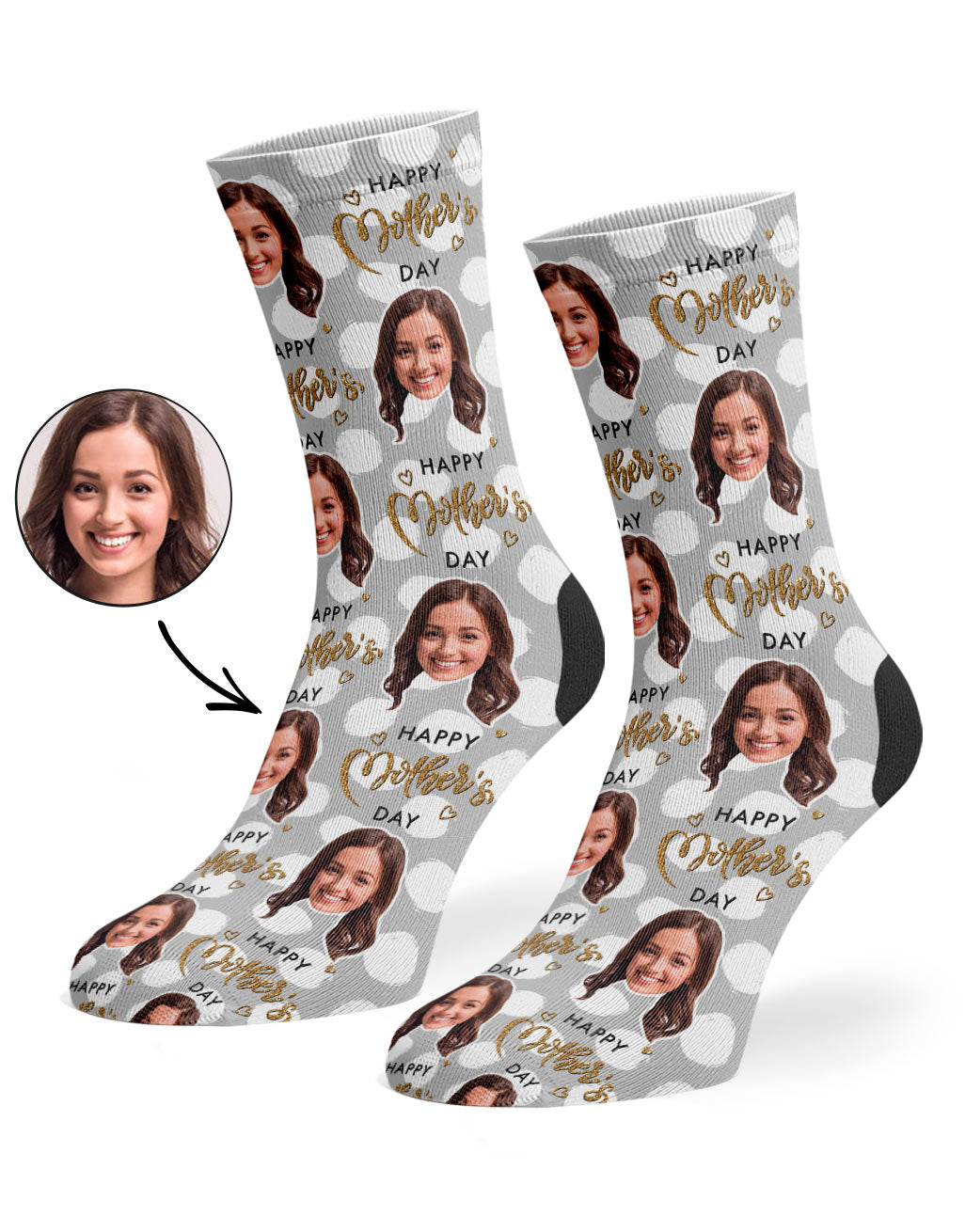 Custom Photo Mother's Day Spotty Socks