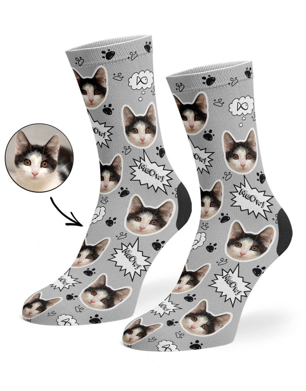 Your Cat Meow Grey Socks