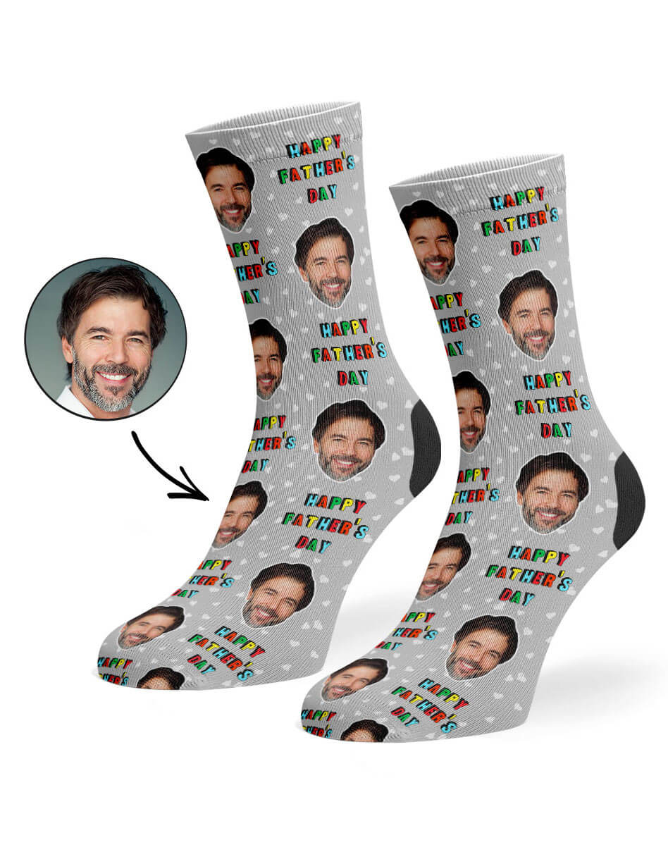 Grey Happy Father's Day Face Socks