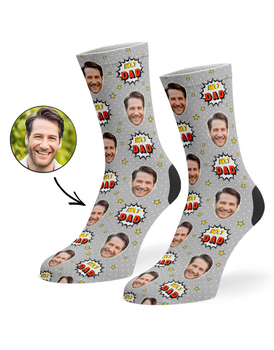 Number 1 Dad Socks With His Face On