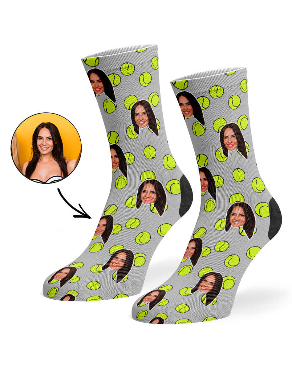 Grey Tennis Balls Face Socks
