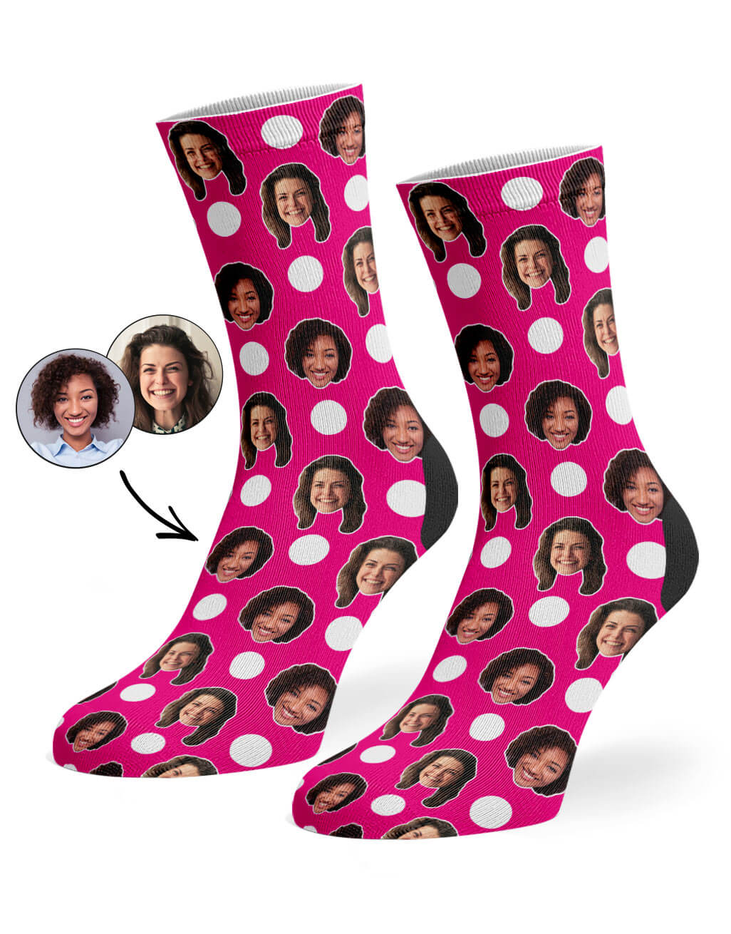 Hot Pink Best Friend Polka Face Socks