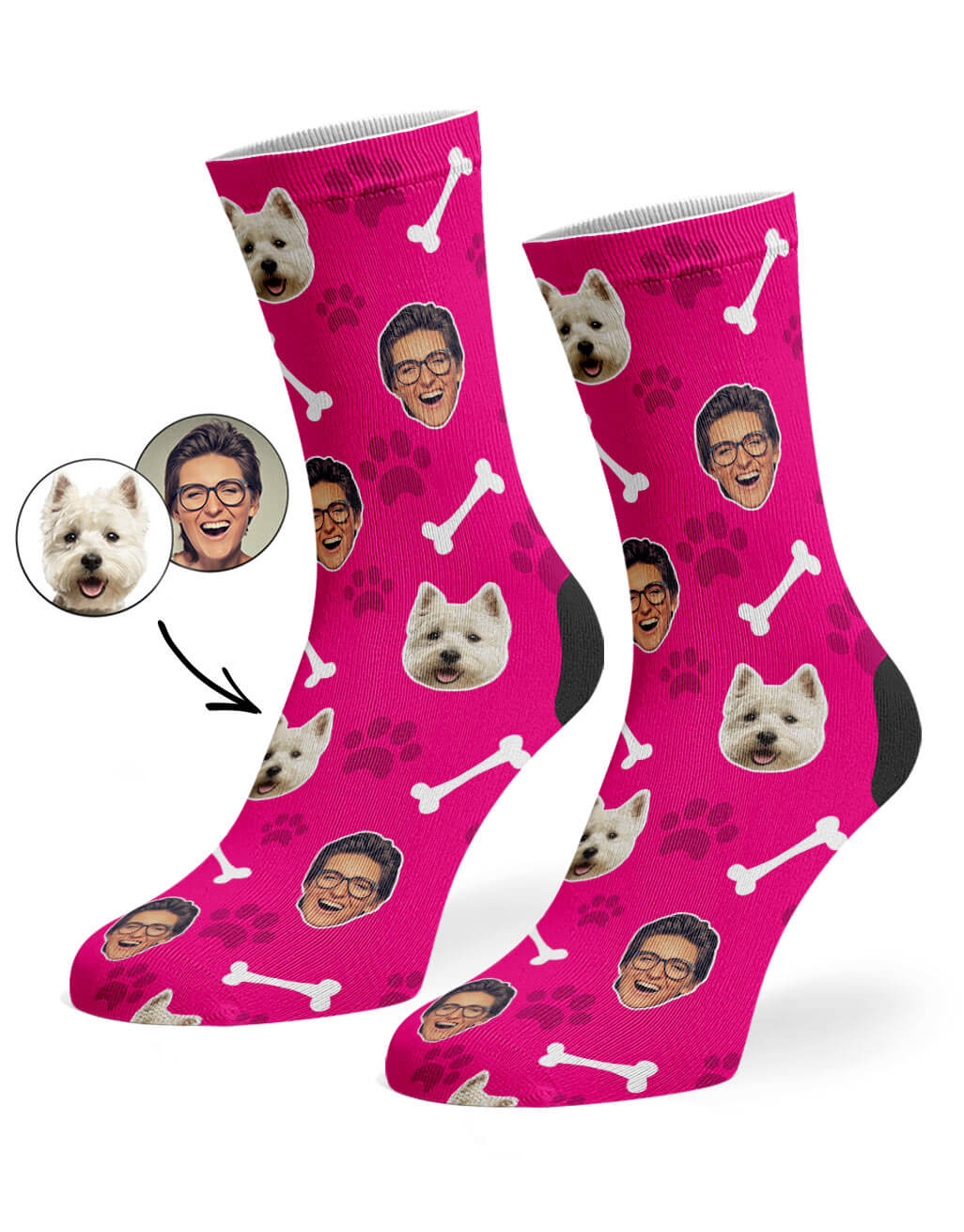 Personalised Dog & Owner Face Socks