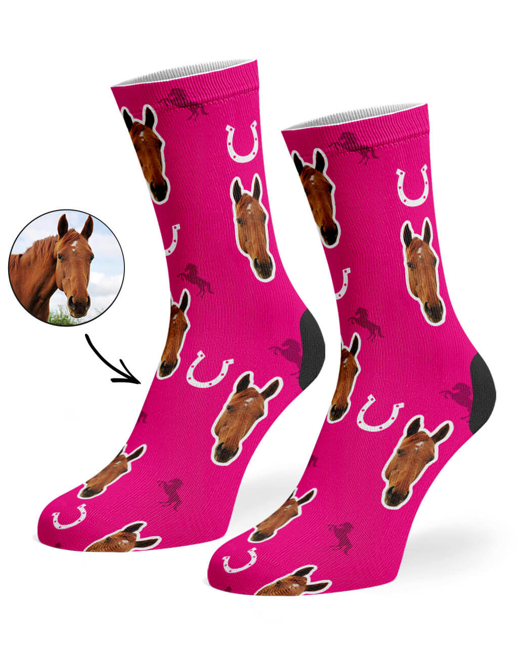 Your Horse On Socks Hot Pink