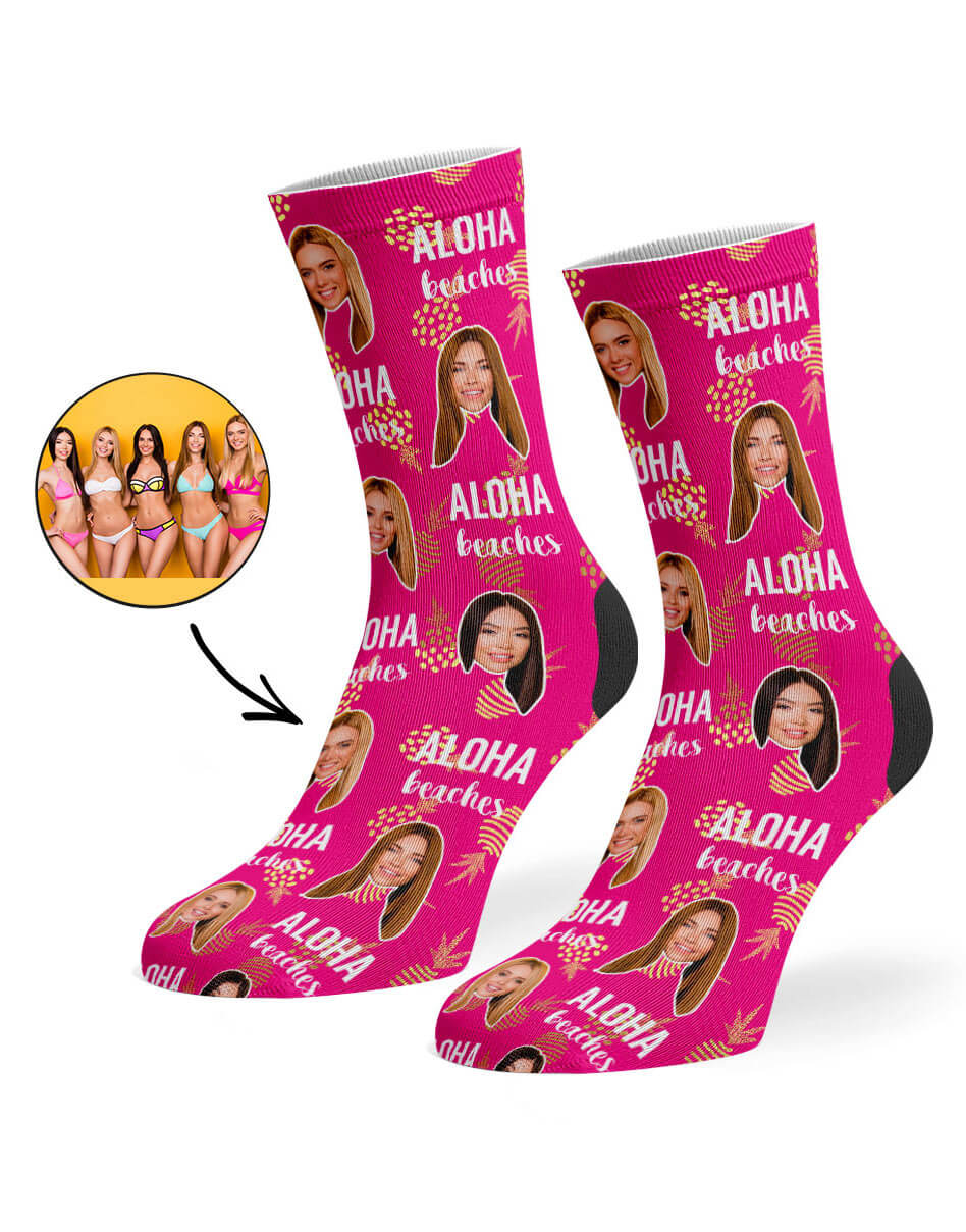 Aloha Beaches Photo Socks