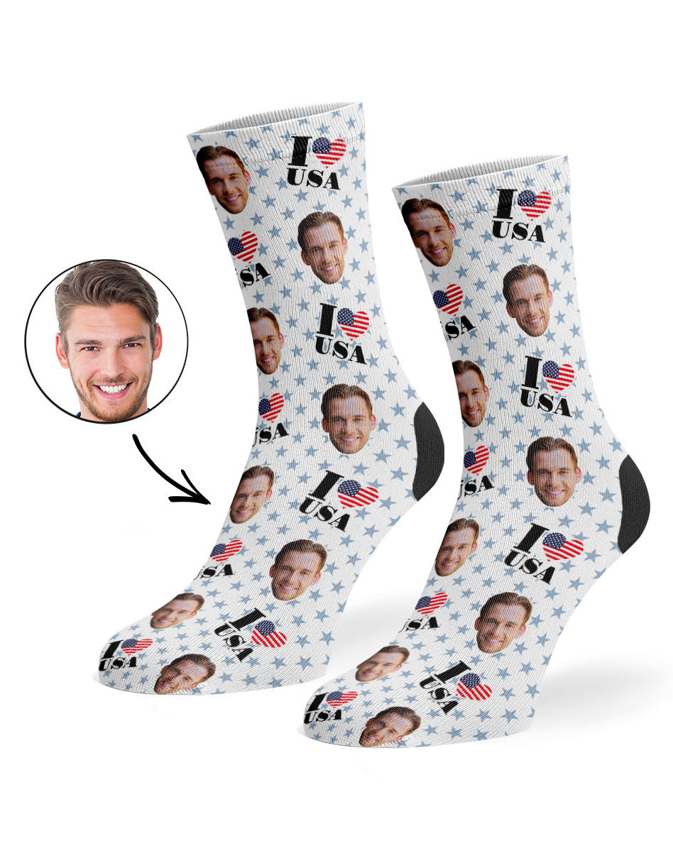 4th July I Love USA Socks Gift