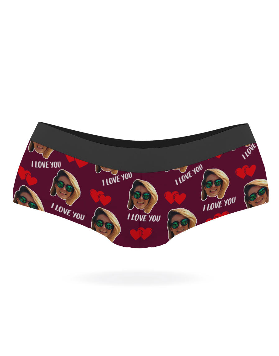 Burgundy I Love You Knickers