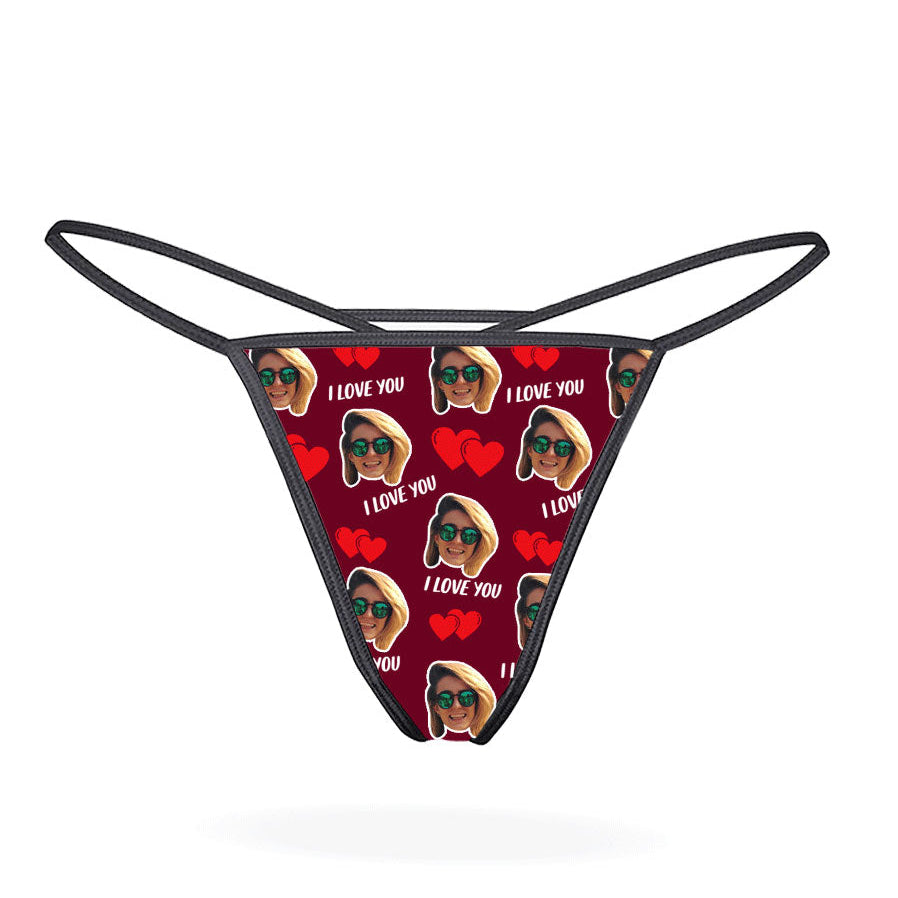 Burgundy I Love You Thong