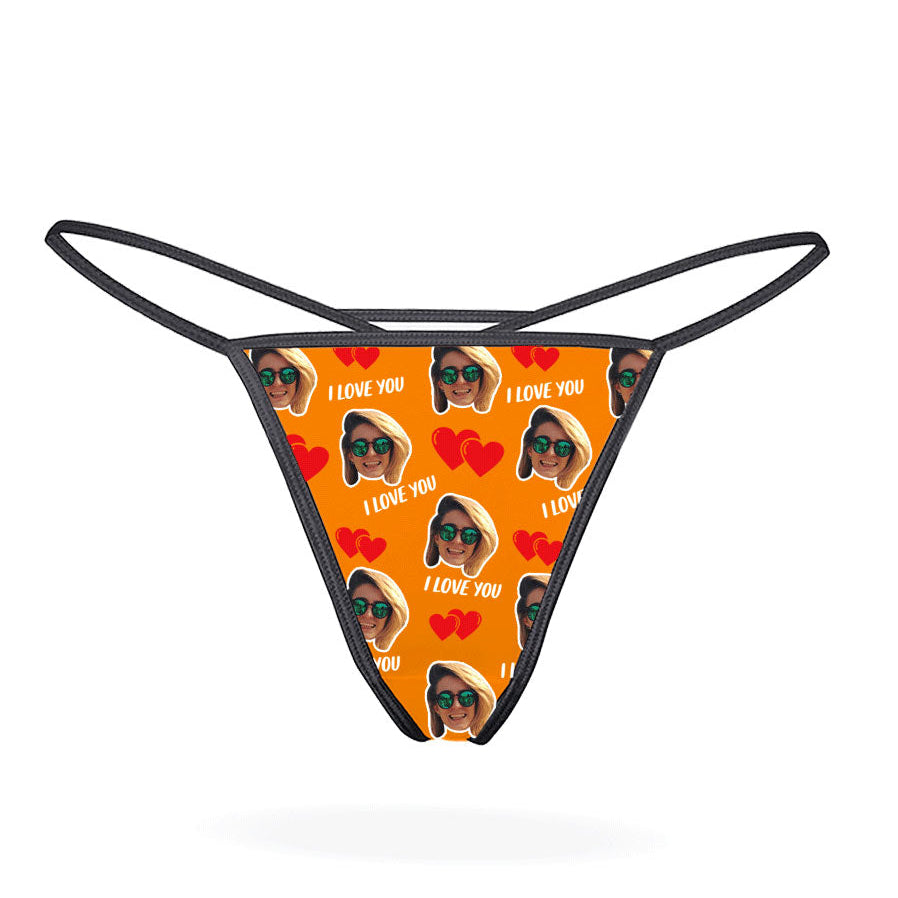 Orange I Love You Thong