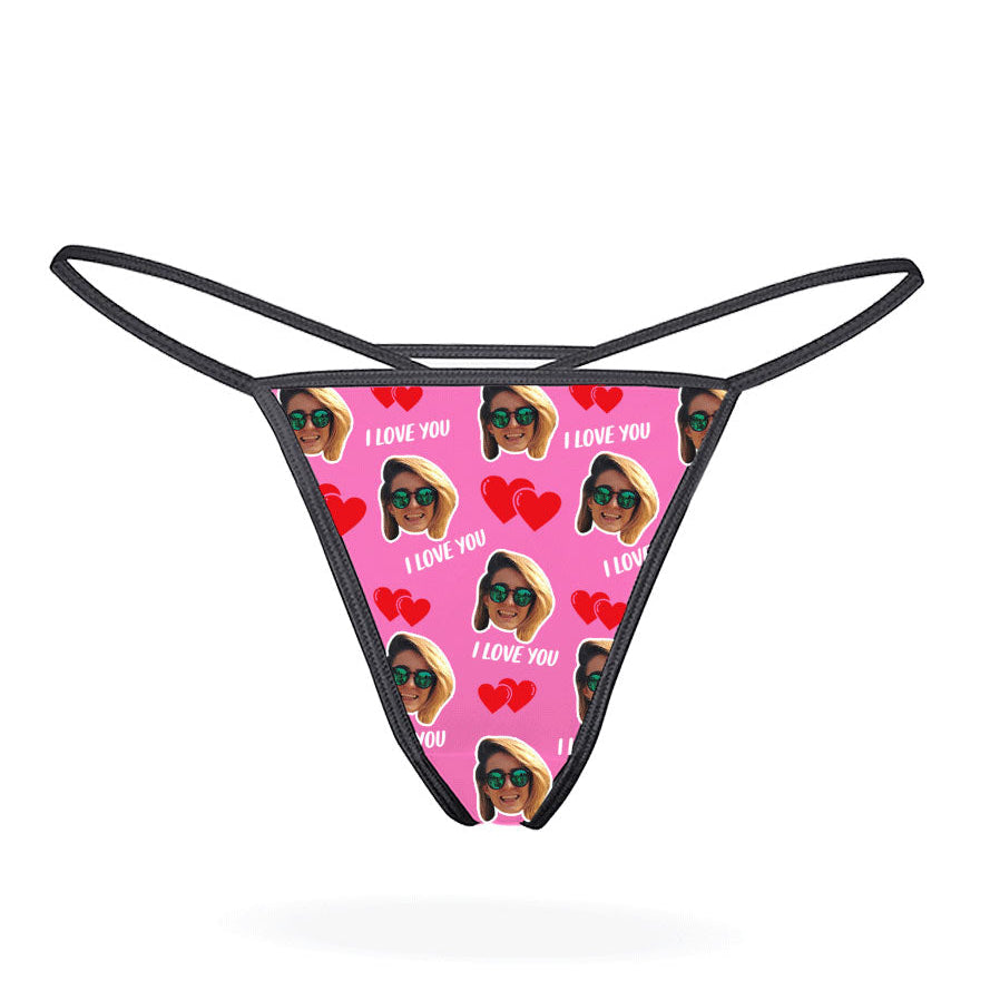 Pink I Love You Thong