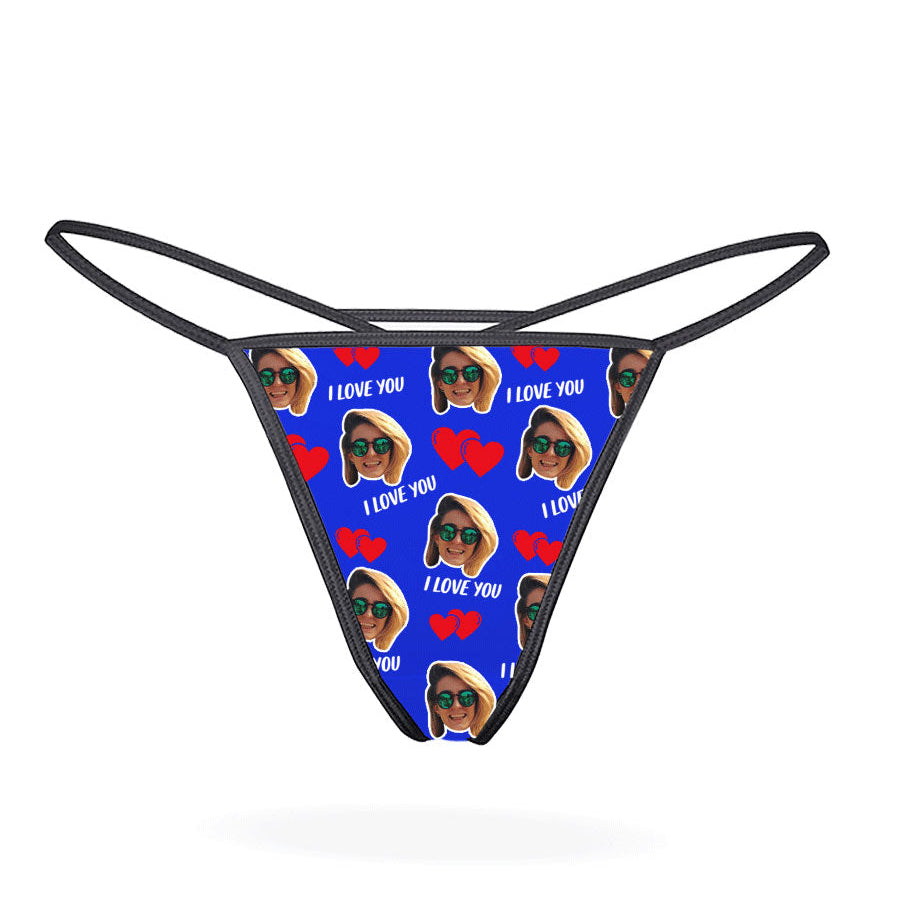 Royal Blue I Love You Thong