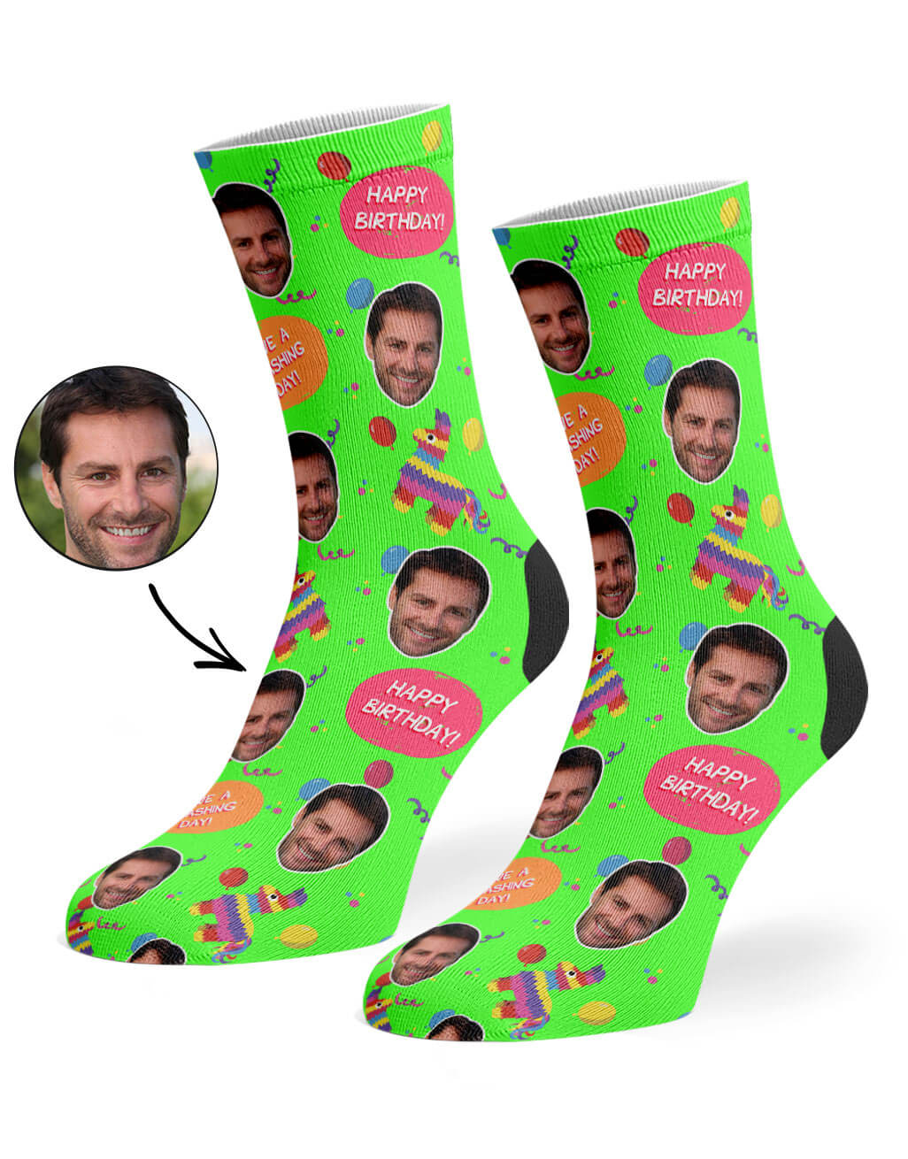 Pinata Birthday Socks With Your Face On