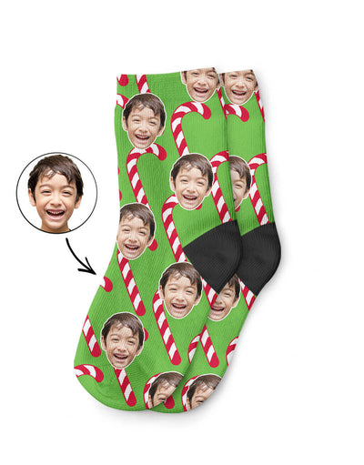 Personalised Christmas Candy Cane Kids Socks