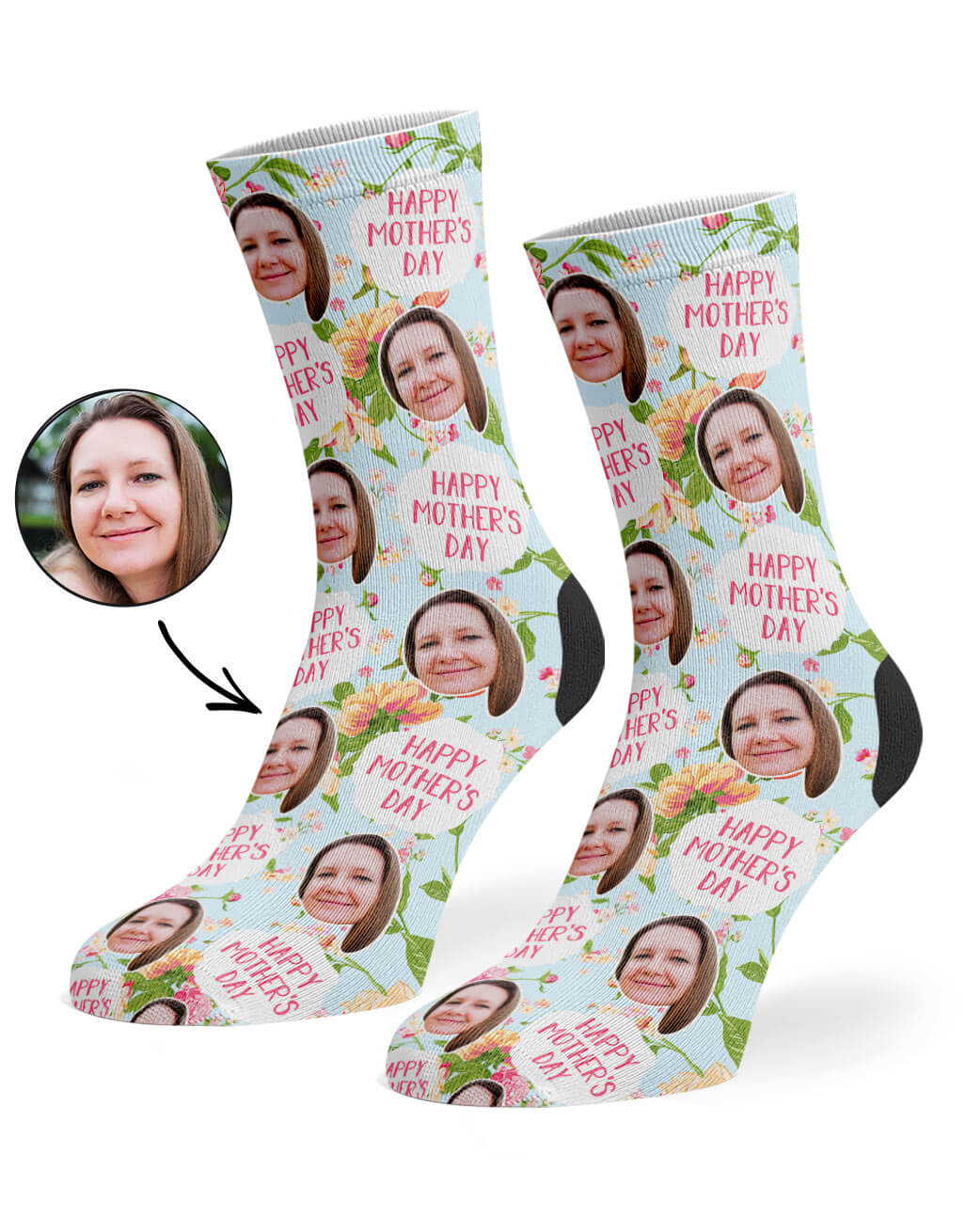 Custom Photo Mother's Day Flower Socks