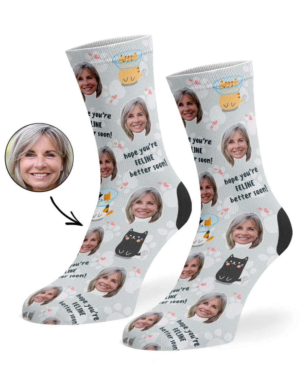 Feline Better Soon Socks With Photo On Them