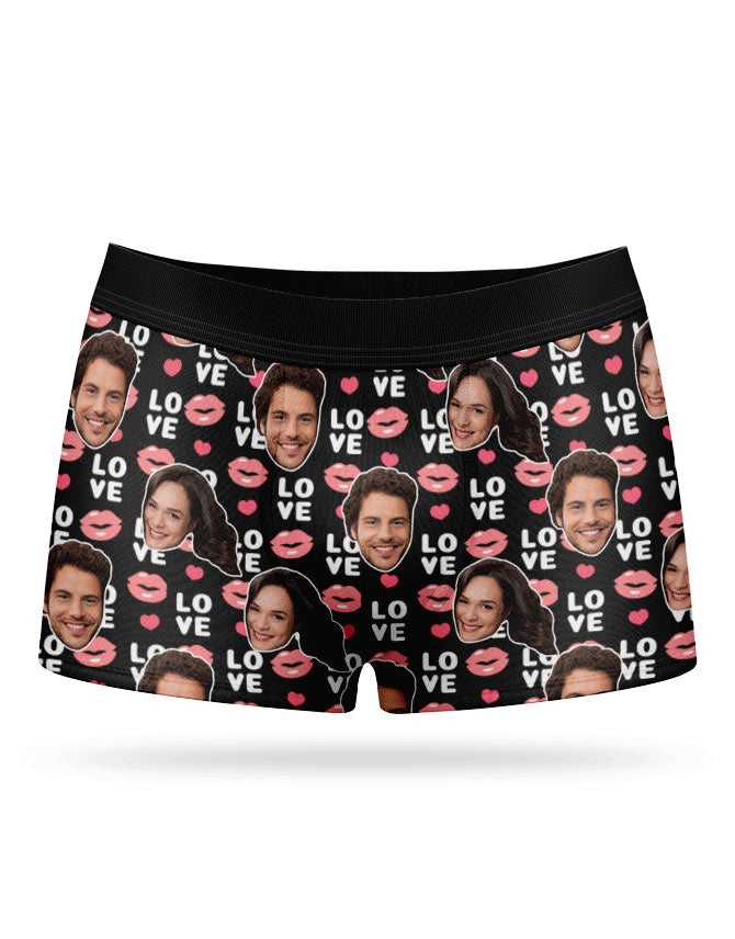 Custom Photo Love Lips Boxers