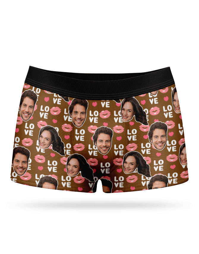 Couple Photo On Love Lips Boxers