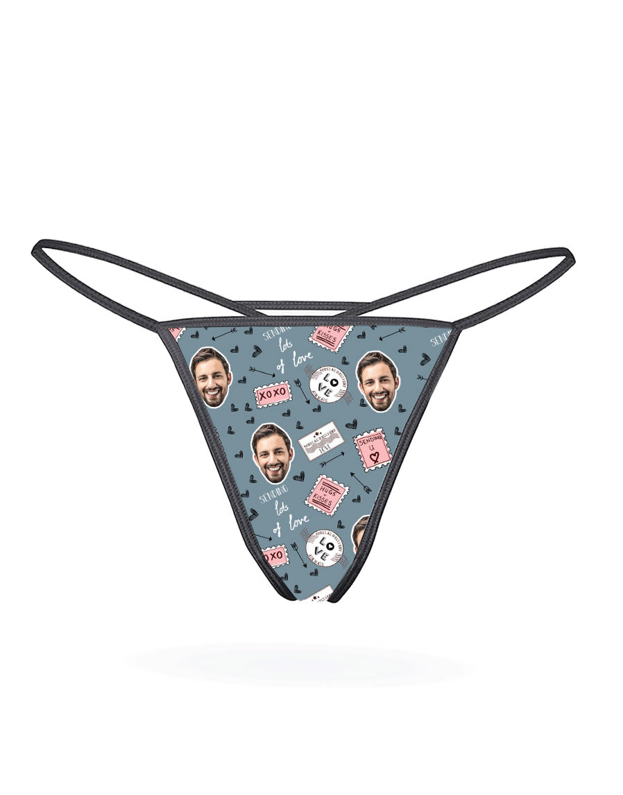 Love Stamps Thong With Face On