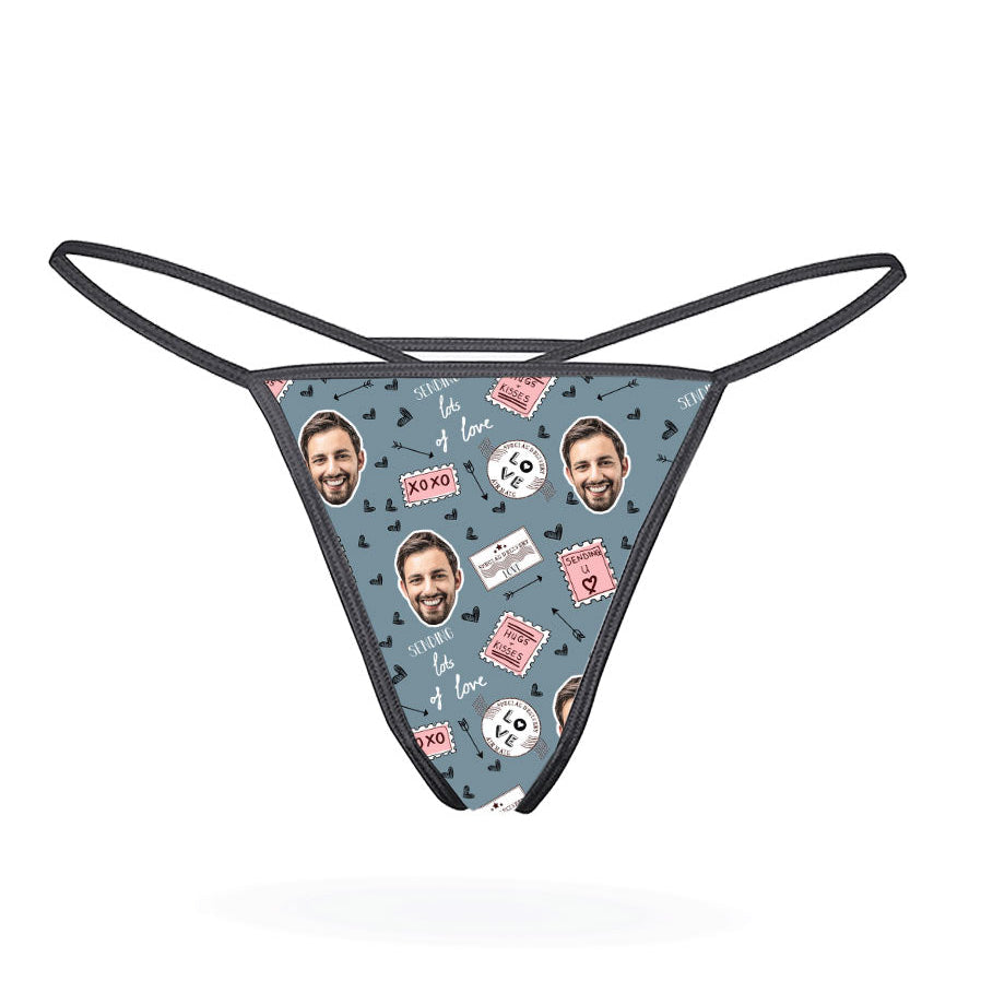 Love Stamps Thong With Face On