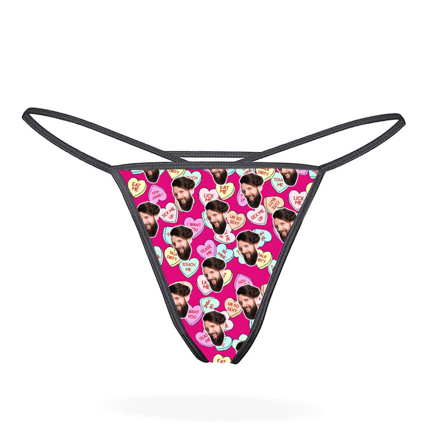 Naughty Love Hearts Thong With Your Face On