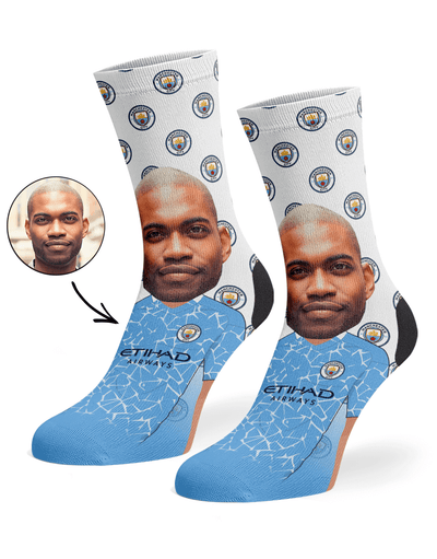 Man City Fan Face Socks