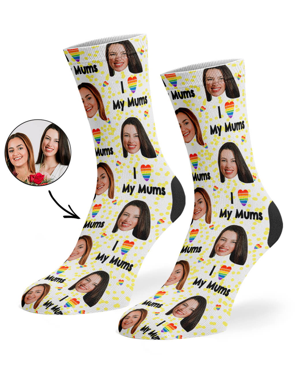 I Love My Mums Socks With Their Faces On