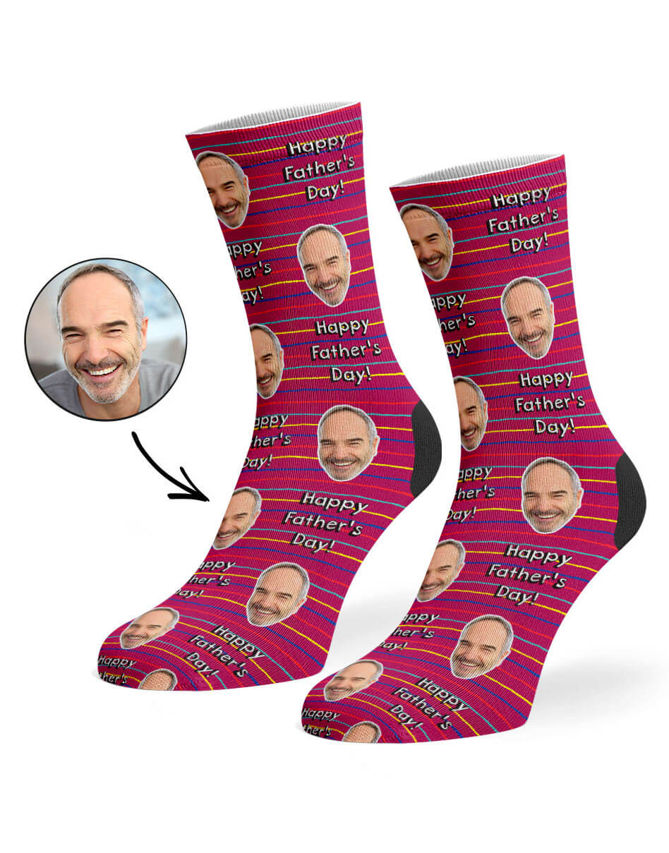 Photo Print Striped Father's Day Socks