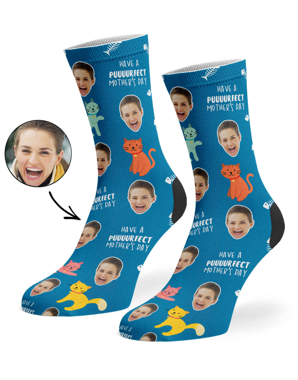 Purrfect Mother's Day Socks With Face On