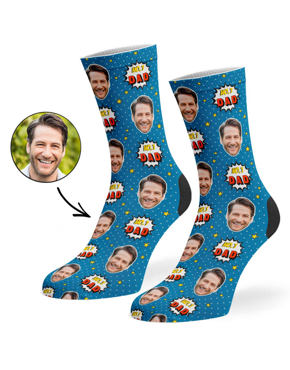 Number 1 Dad Socks With Is Photo On