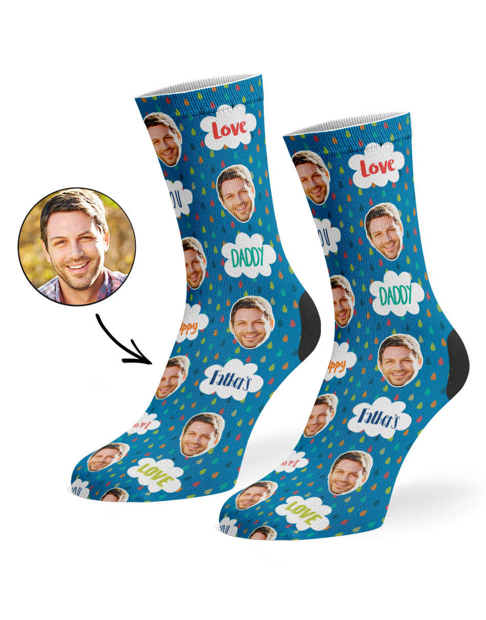 Blue Love You Daddy Socks