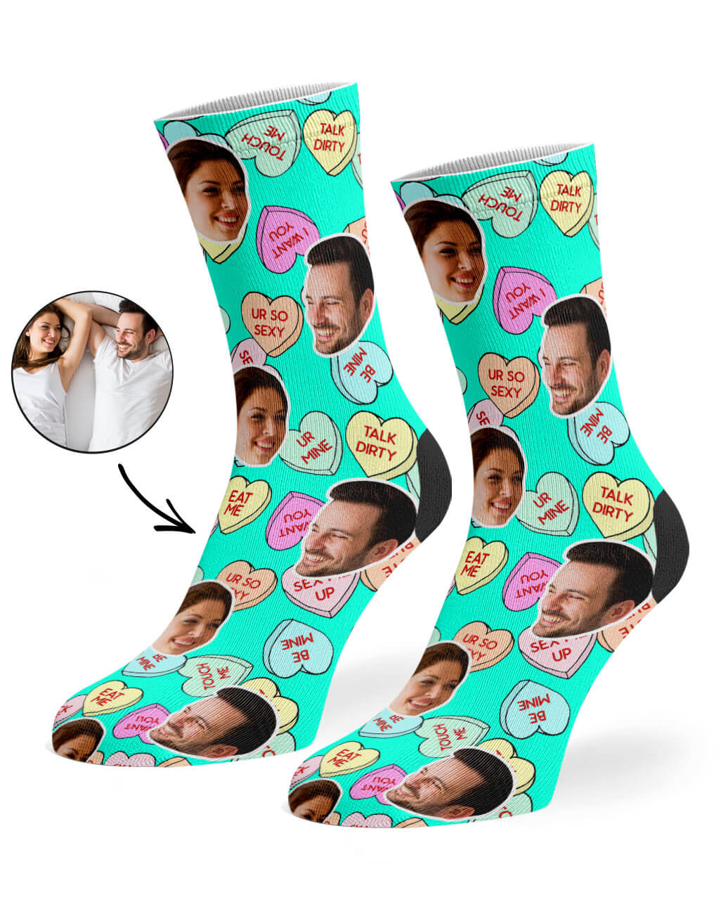 Custom Photo Naughty Love Hearts Socks