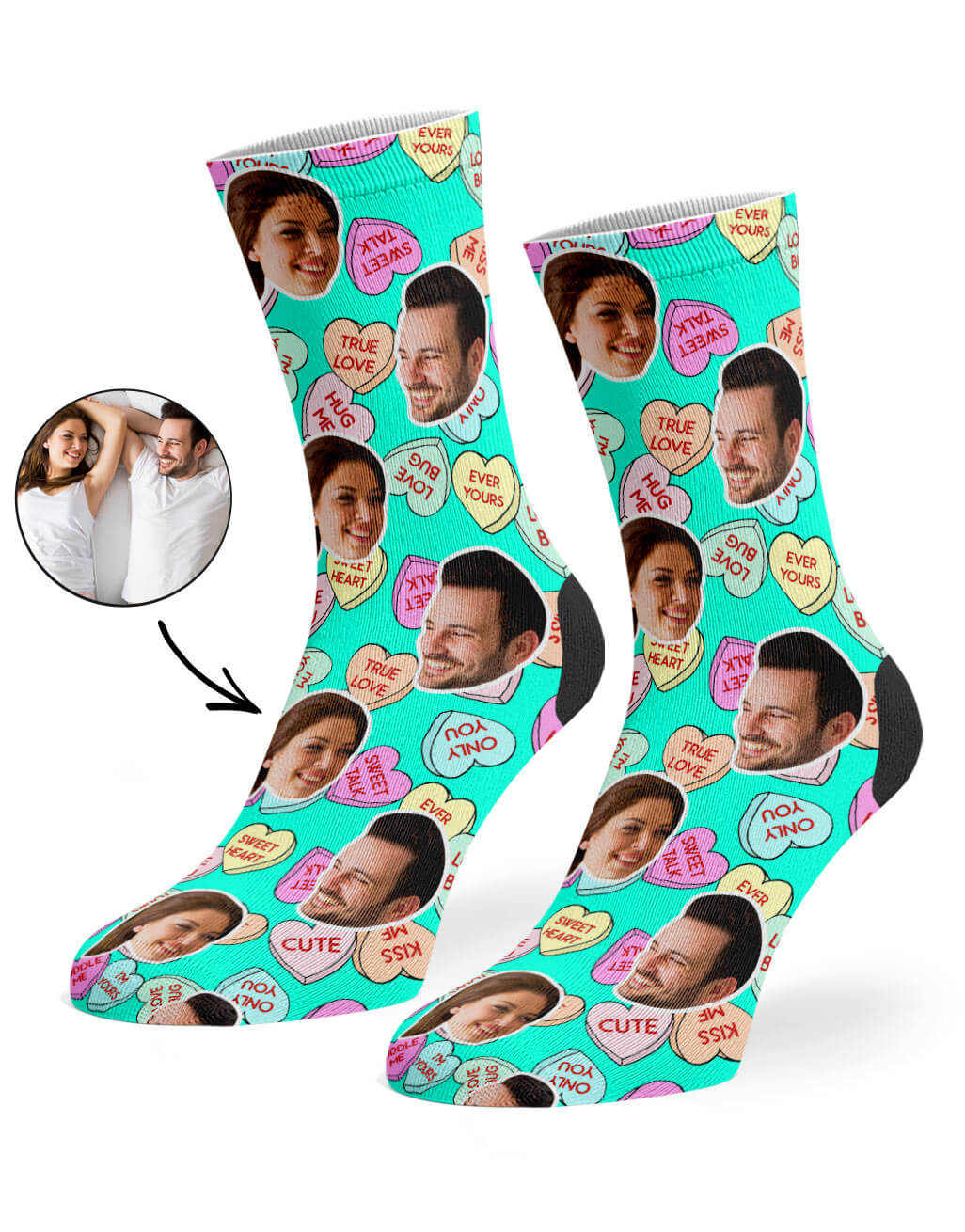 Mint Nice Love Hearts Socks
