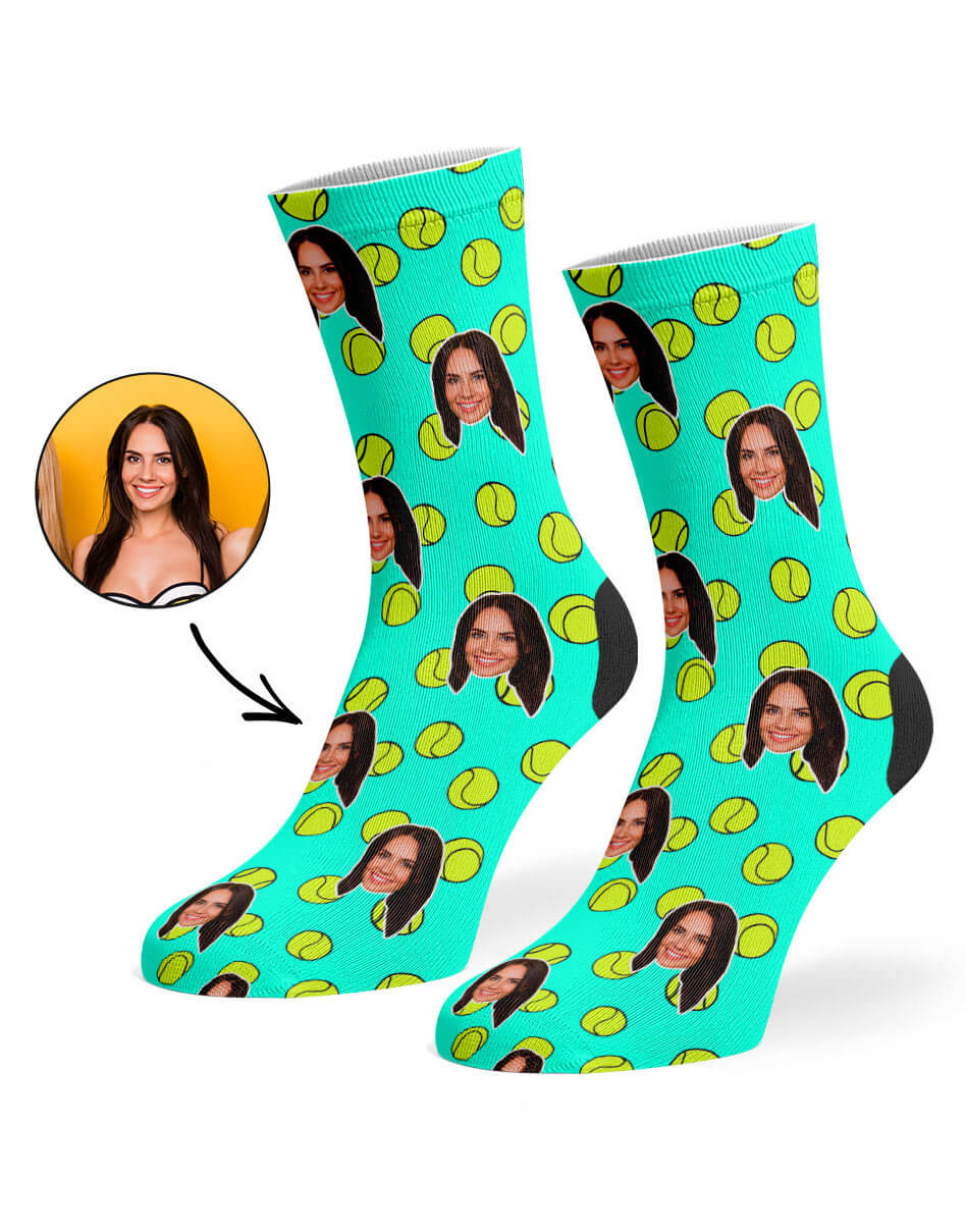 Tennis Balls Face Socks With Their Photo On