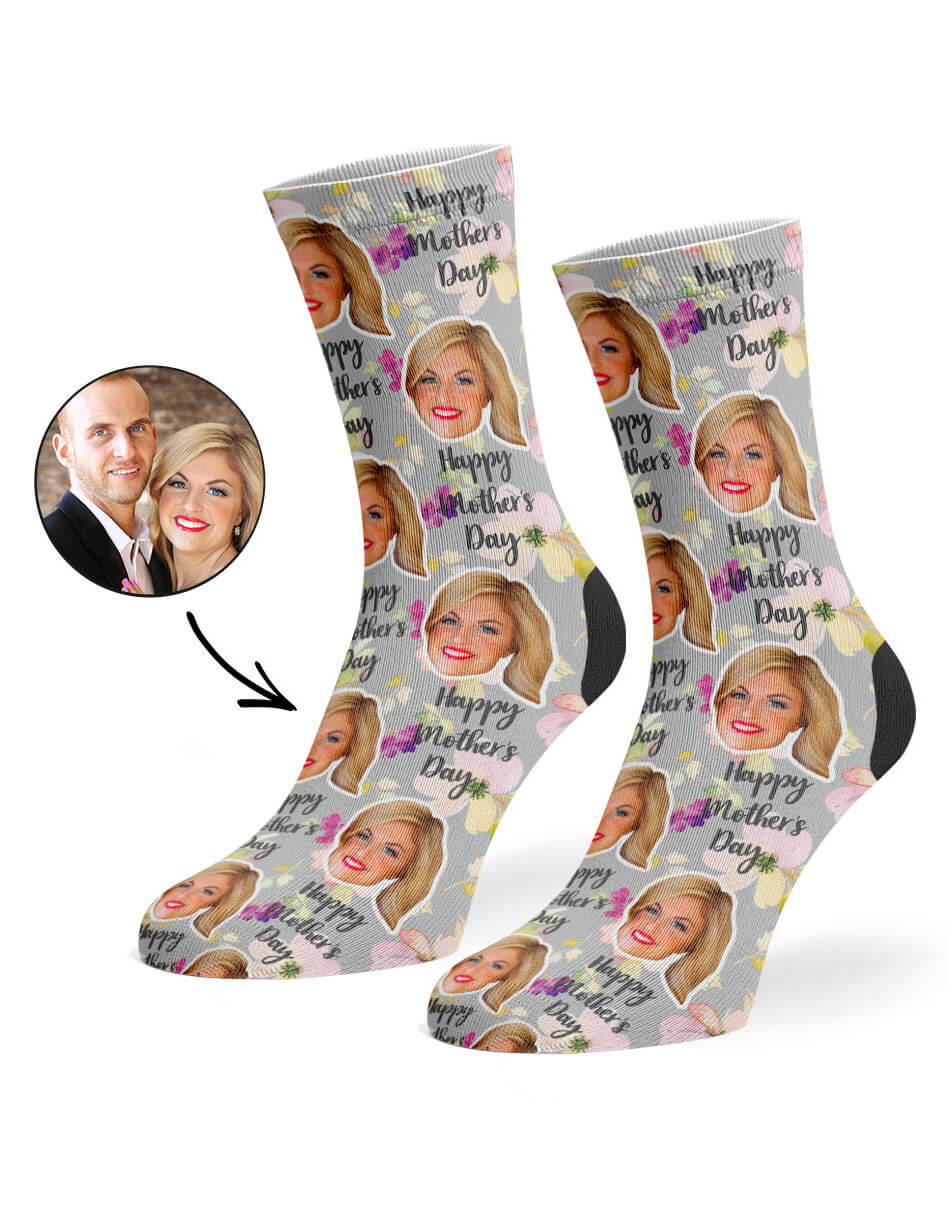 Mother's Day Floral Photo Socks