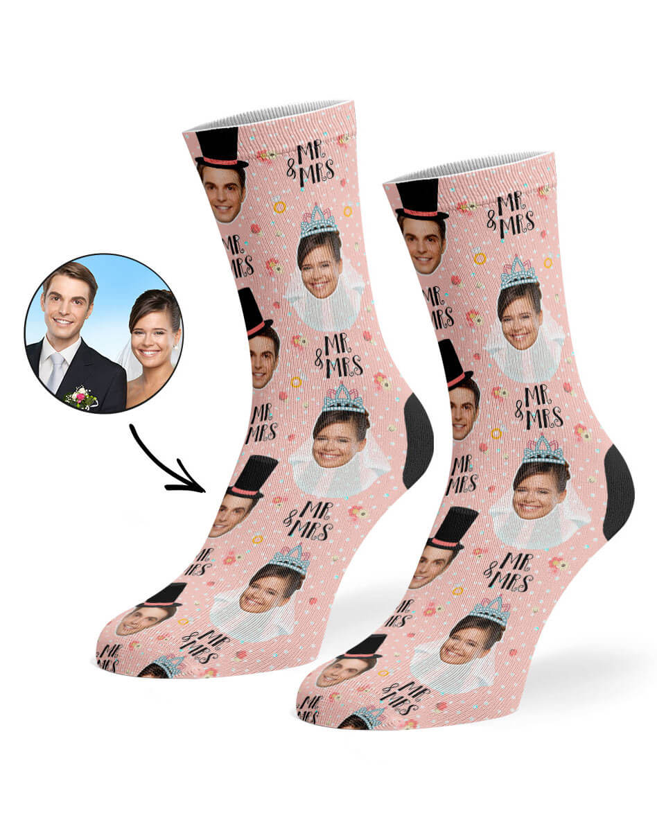 Mr & Mrs Marriage Props Socks With Photos On