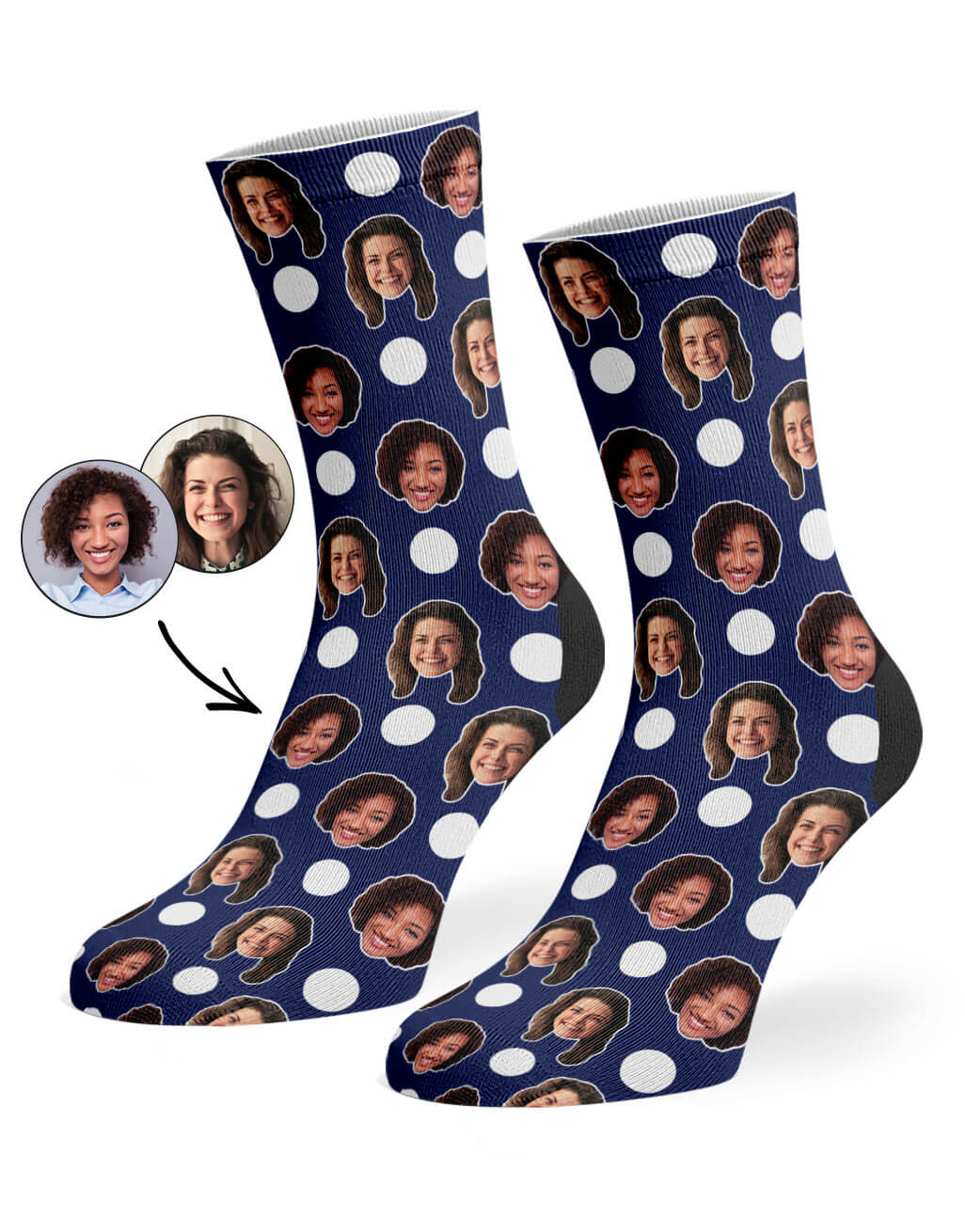 Navy Best Friend Polka Face Socks