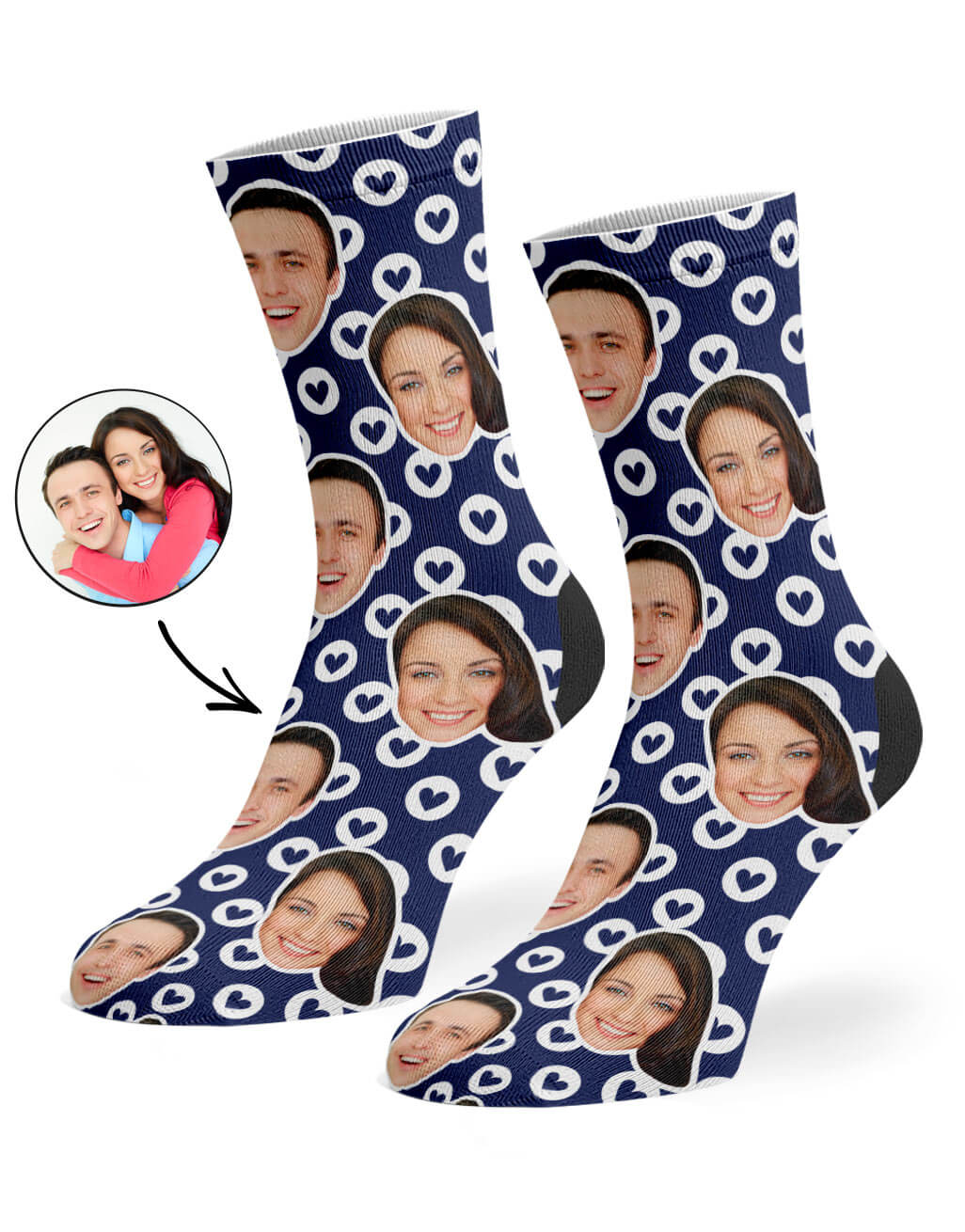 Your Photo On Circle Hearts Socks