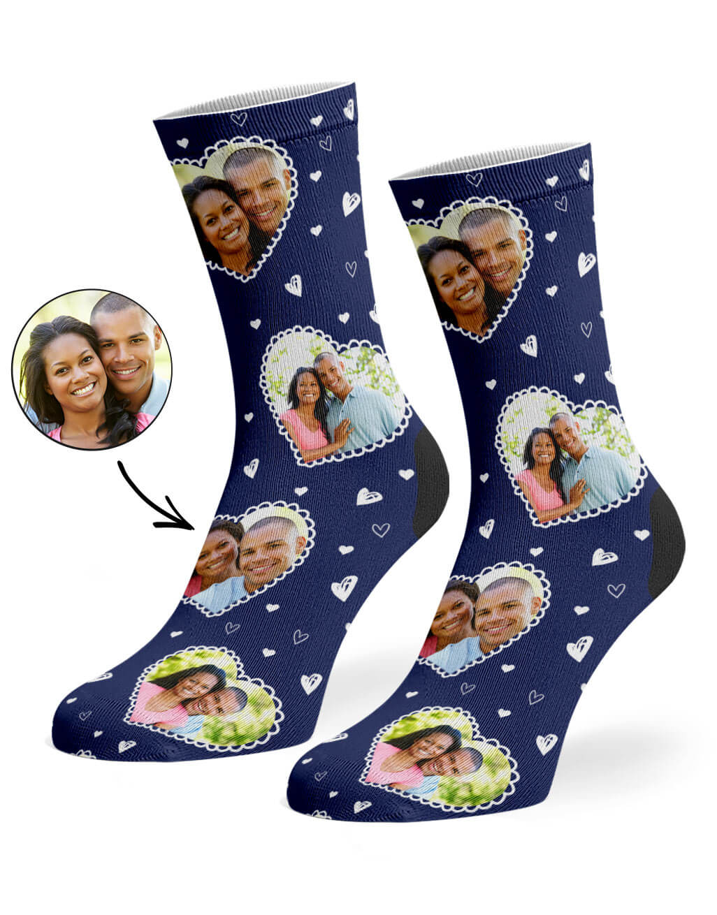 Cute Heart Collage Socks With Your Faces