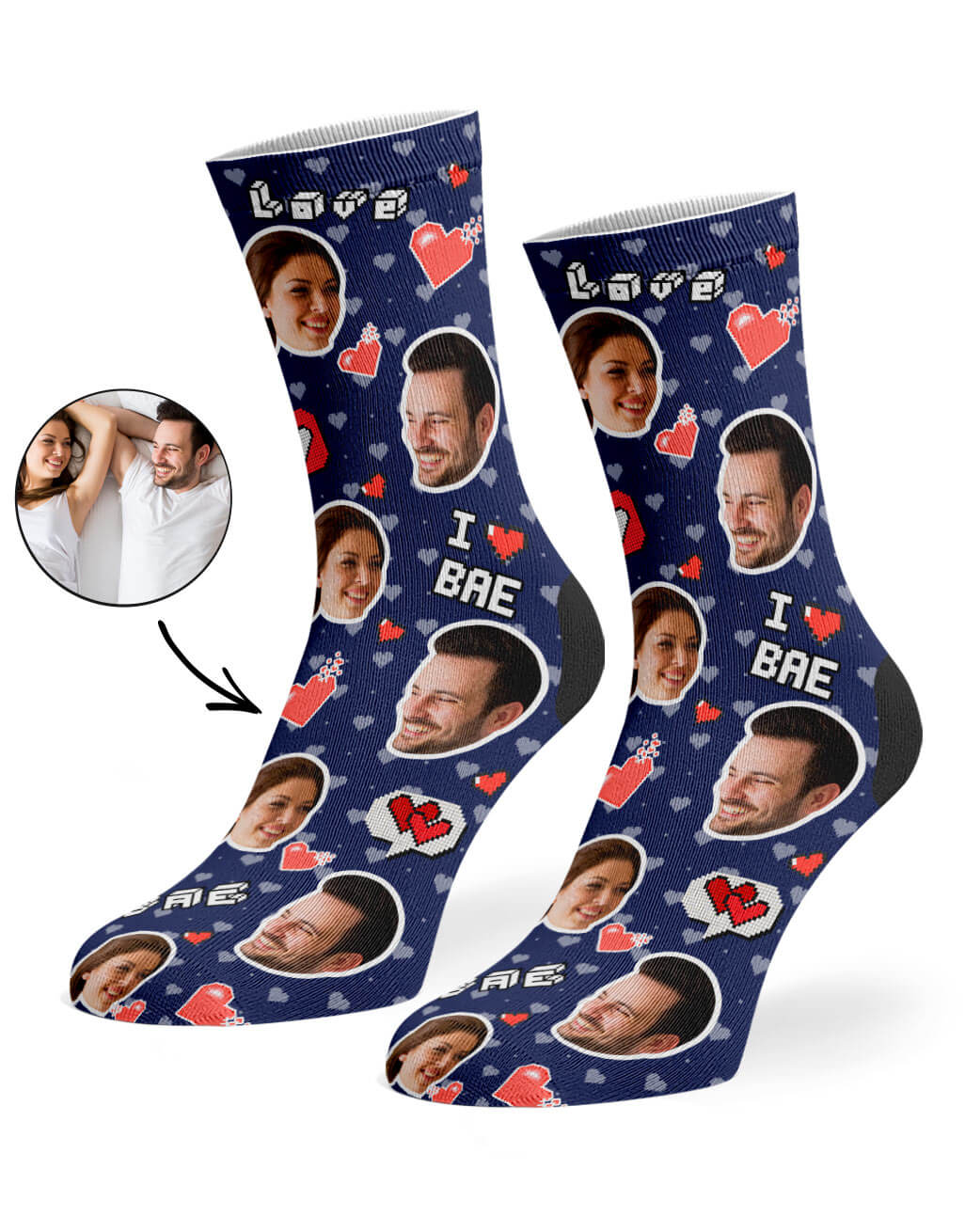 Navy Blue I Love Bae Socks