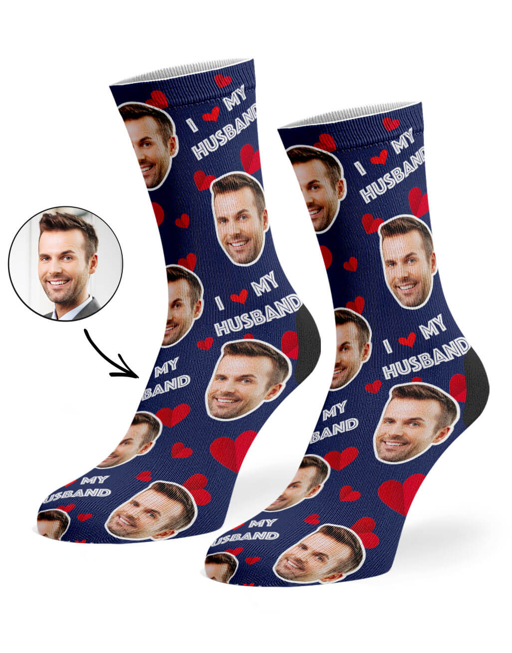 I Love My Husband Socks With His Face On