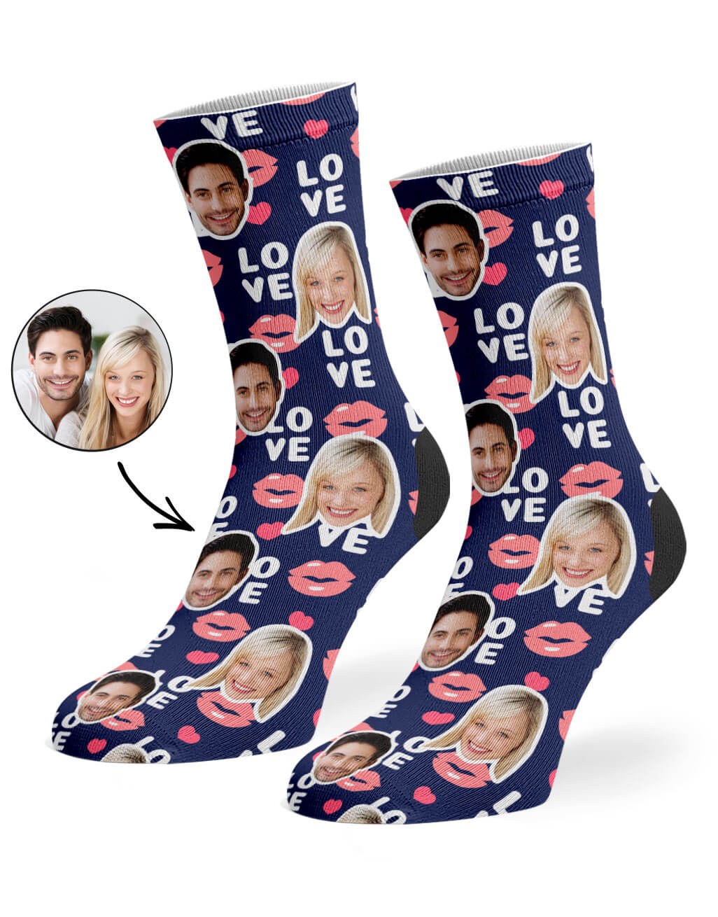 Couples Photos On Love Lips Socks