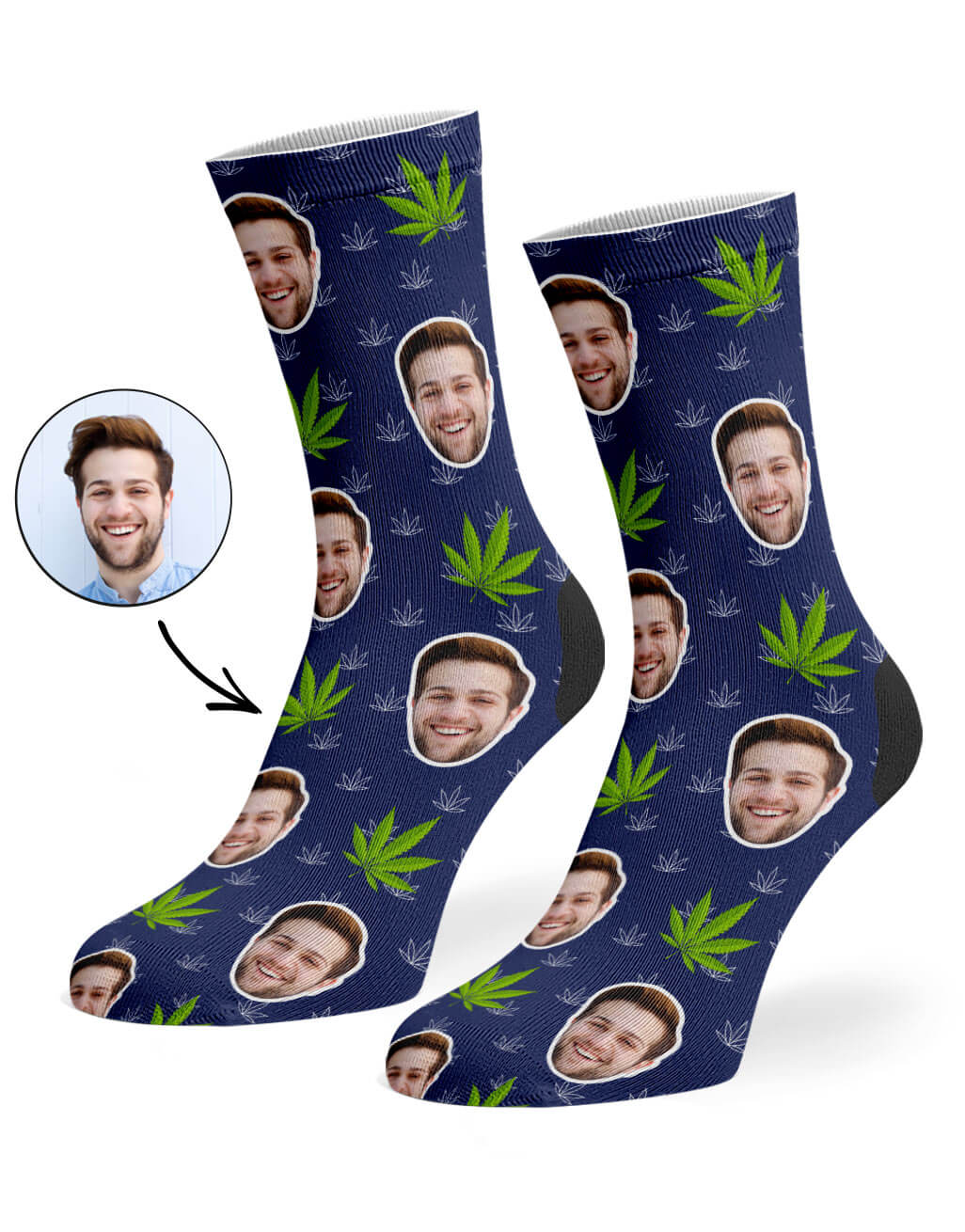 Your Face On Marijuana Socks