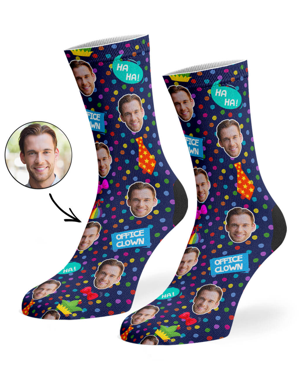 Office Clown Photo Socks