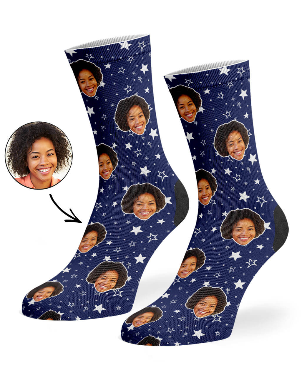 Your Face On Star Pattern Socks