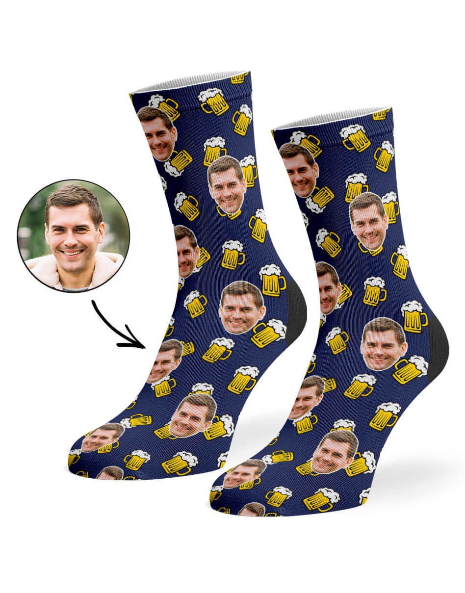 Navy Beer Face Socks