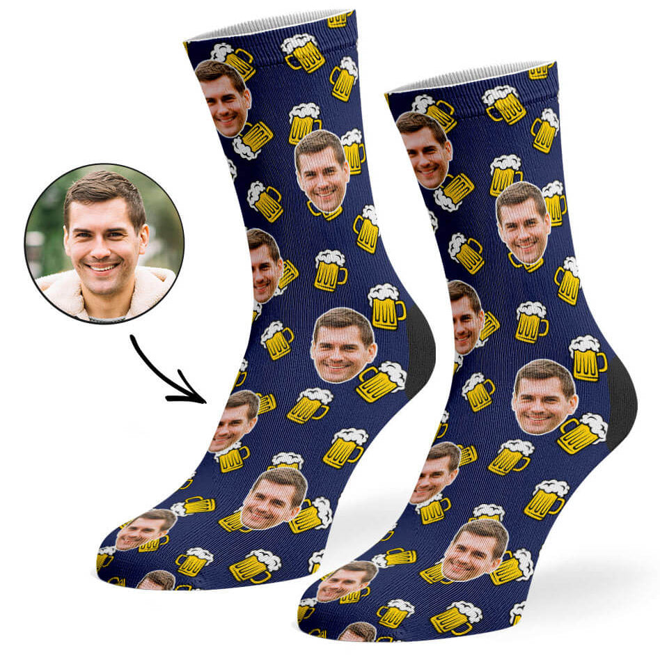 Navy Beer Face Socks
