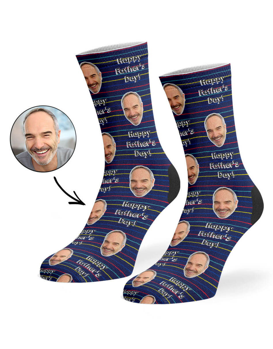 Striped Father's Day Socks With Custom Photo
