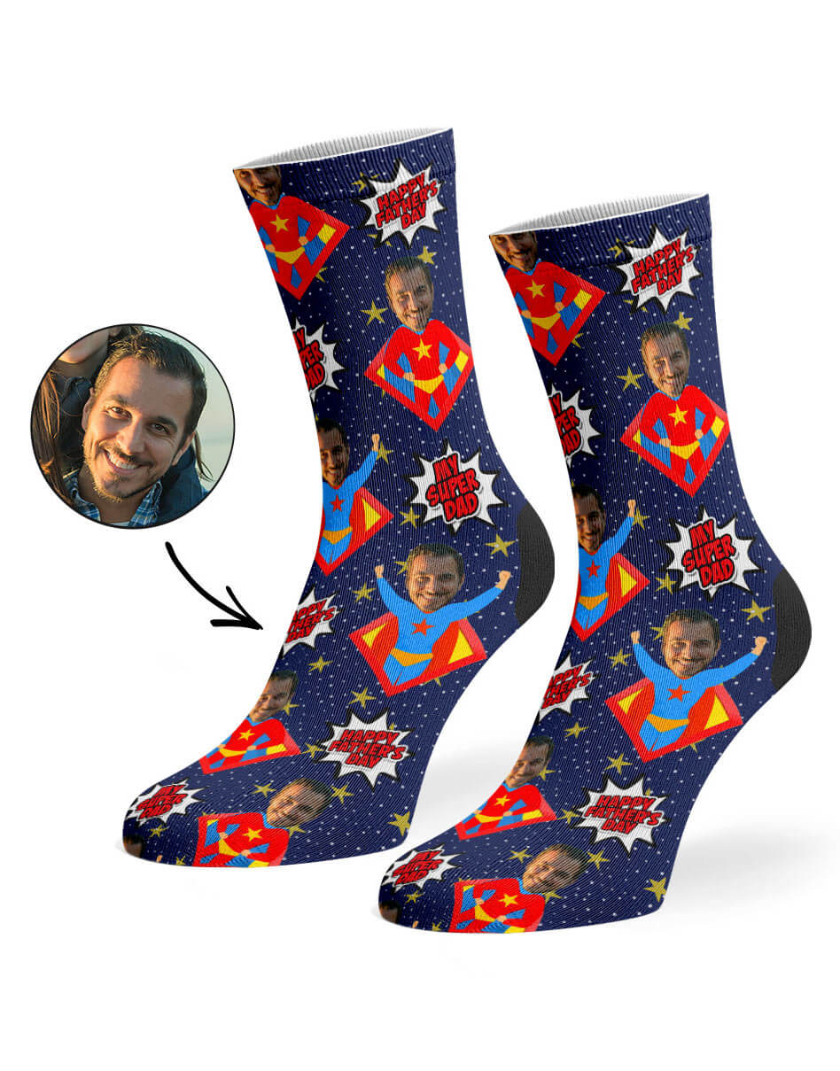 My Super Dad Socks With Face On