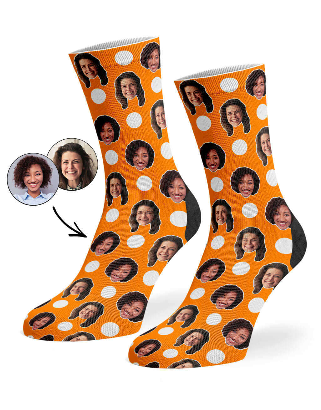 Orange Best Friend Polka Face Socks